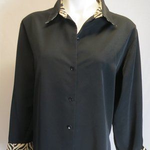 Susan Graver Animal zebra print accent blouse